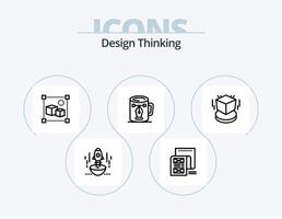design pensiero linea icona imballare 5 icona design. foto. telecamera. pennino. luce. soluzione vettore