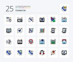 contatto noi 25 linea pieno icona imballare Compreso Chiacchierare. il computer portatile. tavoletta. e-mail. servizio vettore
