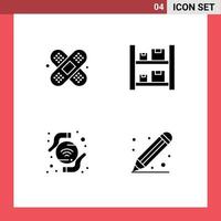 universale icona simboli gruppo di 4 moderno solido glifi di aiuto senza fili scatola magazzino righello modificabile vettore design elementi