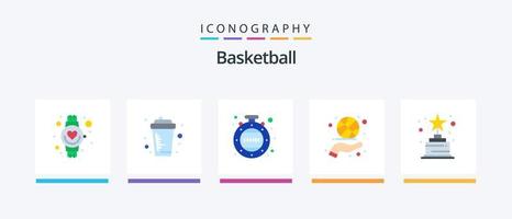 pallacanestro piatto 5 icona imballare Compreso risultato. rotazione. sport. mano. pallacanestro Filatura. creativo icone design vettore