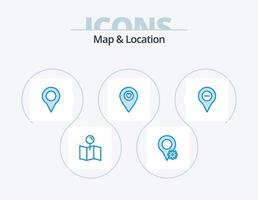carta geografica e Posizione blu icona imballare 5 icona design. navigazione. Posizione. carta geografica. puntatore. Posizione vettore