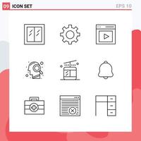 mobile interfaccia schema impostato di 9 pittogrammi di gondola mente comunicazione ingrandimento bicchiere vedasi modificabile vettore design elementi