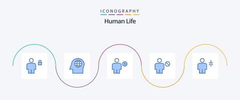 umano blu 5 icona imballare Compreso umano. corpo. avatar. bloccato. umano vettore