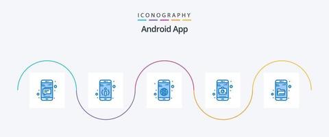 androide App blu 5 icona imballare Compreso ricerca. Esplorare. applicazione. guidare ricerca. telecamera vettore