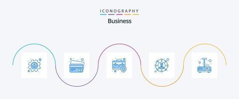 attività commerciale blu 5 icona imballare Compreso presentazione. Condividere. valigetta. sociale Rete. connessioni vettore