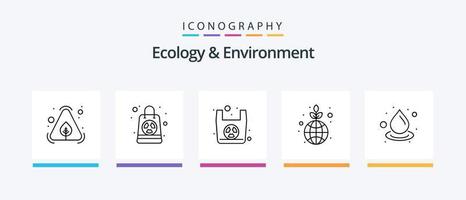 ecologia e ambiente linea 5 icona imballare Compreso elettrico. riciclare. verde. elemento. eco. creativo icone design vettore