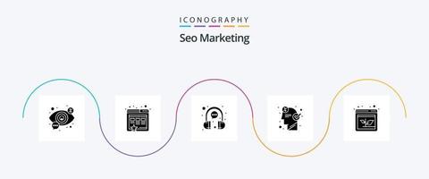 SEO marketing glifo 5 icona imballare Compreso seo. attività commerciale. bolla. brainstorming. rappresentante vettore