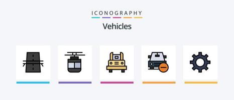 veicoli linea pieno 5 icona imballare Compreso trasporto. nave. aero aereo. macchina. cartello. creativo icone design vettore