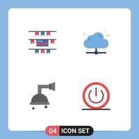 gruppo di 4 moderno piatto icone impostato per zigoli doccia nube in linea via modificabile vettore design elementi