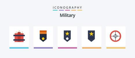 militare piatto 5 icona imballare Compreso distintivo. rango. cerchiato. militare. stella. creativo icone design vettore