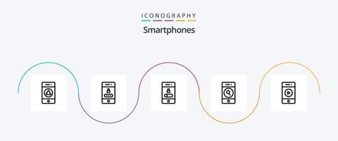smartphone linea 5 icona imballare Compreso Audio. ricerca. chiamando. Telefono. telefono vettore