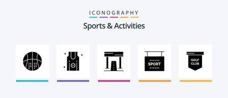 gli sport e attività glifo 5 icona imballare Compreso gli sport. informazione. squadra. Informazioni. gioco. creativo icone design vettore