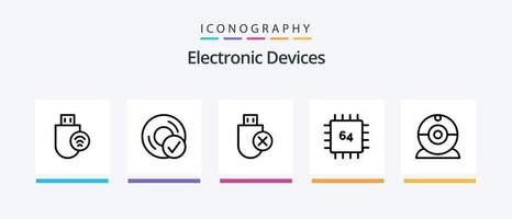 dispositivi linea 5 icona imballare Compreso hardware. disco. gadget. dispositivi. dispositivi. creativo icone design vettore