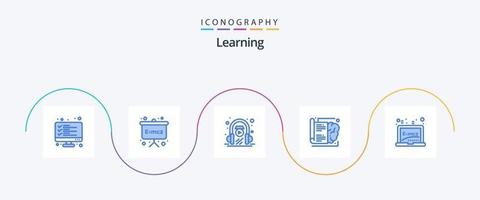 apprendimento blu 5 icona imballare Compreso tavola. apprendimento. e apprendimento. conoscenza. libro vettore