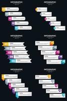 vettore 6 infografica imballare presentazione diapositiva modello 5 passaggi ciclo diagrammi e linea del tempo