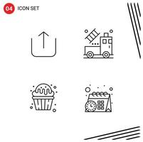 moderno impostato di 4 riga piena piatto colori pittogramma di instagram cibo auto trasparente dolci modificabile vettore design elementi