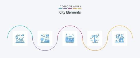 città elementi blu 5 icona imballare Compreso casa. strada. autobus. luce. trasporto vettore