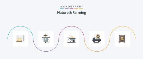 natura e agricoltura piatto 5 icona imballare Compreso azienda agricola. camion. agricoltura. agricoltura. agricoltura vettore