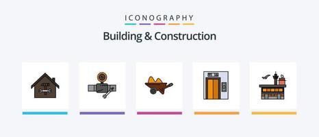 edificio e costruzione linea pieno 5 icona imballare Compreso riparazione. falegname. riparazione. costruzione. costruzione. creativo icone design vettore