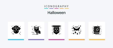 Halloween glifo 5 icona imballare Compreso vampiro. vacanze. allarmante. Halloween. cranio. creativo icone design vettore