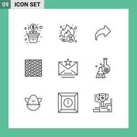 9 creativo icone moderno segni e simboli di e-mail piastrelle giusto strisce lastra modificabile vettore design elementi