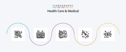 Salute cura e medico linea 5 icona imballare Compreso anafilassi. allergie. sangue pressione operatore. Strumenti. dentista vettore