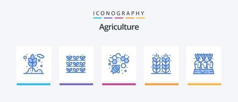 agricoltura blu 5 icona imballare Compreso carota. grano. ape. campo. azienda agricola. creativo icone design vettore