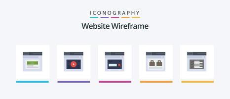 sito web wireframe piatto 5 icona imballare Compreso ragnatela. Internet. sito web. ricerca. ragnatela. creativo icone design vettore