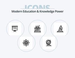 moderno formazione scolastica e conoscenza energia linea icona imballare 5 icona design. zaino. in linea. nube. formazione scolastica. penna vettore