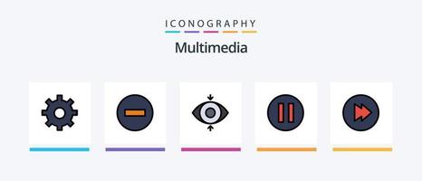 multimedia linea pieno 5 icona imballare Compreso . documenti. multimedia. creativo icone design vettore