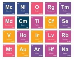 20 preiodico tavolo di il elementi icona imballare design vettore