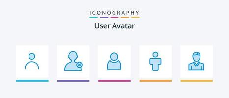 utente blu 5 icona imballare Compreso persona. umano. utente. account. le persone. creativo icone design vettore