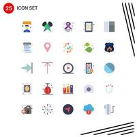 25 piatto colore concetto per siti web mobile e applicazioni desiderio elenco giorno disposizione moneta simbolo modificabile vettore design elementi