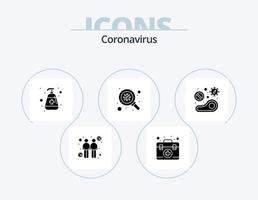 coronavirus glifo icona imballare 5 icona design. cibo. virus. mano lavare. ricerca. medico vettore