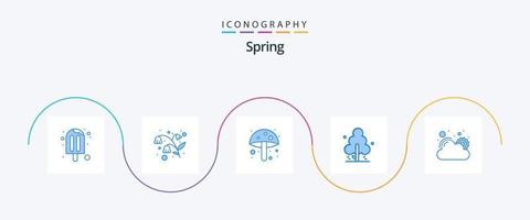 primavera blu 5 icona imballare Compreso sole. albero. amanita. primavera. natura vettore