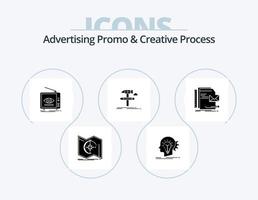 pubblicità promo e creativo processi glifo icona imballare 5 icona design. sviluppare. costruire. idea. tv. marketing vettore