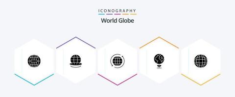 globo 25 glifo icona imballare Compreso Internet. globo. globale. ecologia. freccia vettore