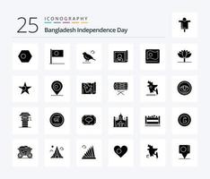 bangladesh indipendenza giorno 25 solido glifo icona imballare Compreso fiore. asiatico. passero. bandiera. internazionale vettore
