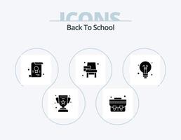 indietro per scuola glifo icona imballare 5 icona design. formazione scolastica. lampadina. diploma. scuola. formazione scolastica vettore