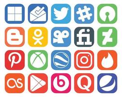 20 sociale media icona imballare Compreso lastfm instagram odnoklassniki Google terra Pinterest vettore
