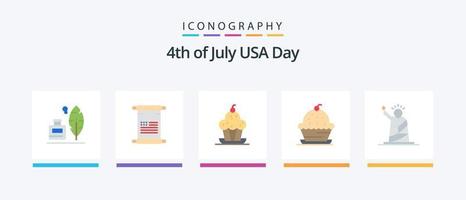 Stati Uniti d'America piatto 5 icona imballare Compreso Stati Uniti d'America. di. torta. libertà. ringraziamento. creativo icone design vettore