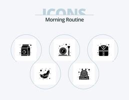 mattina routine glifo icona imballare 5 icona design. Abiti. ufficio. succo. rendere su spazzola. rendere vettore