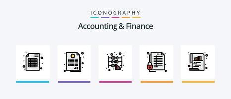 contabilità e finanza linea pieno 5 icona imballare Compreso sondaggio. barre. documento. crescere. bancario. creativo icone design vettore