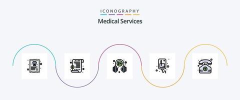 medico Servizi linea pieno piatto 5 icona imballare Compreso mobile. Ospedale. operatore. medico. infusione vettore