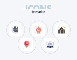Ramadan piatto icona imballare 5 icona design. architettura. musulmano. Islam. moschea. islamico vettore
