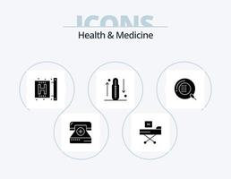 Salute e medicina glifo icona imballare 5 icona design. fitness. patologia. modulo. Salute. fitness vettore