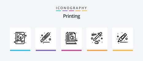 stampa linea 5 icona imballare Compreso disegno. carta. Stampa. giornale. rivista. creativo icone design vettore