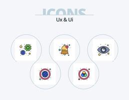 UX e ui linea pieno icona imballare 5 icona design. piace. app. preferito. preferito. notifica vettore