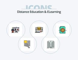 distanza formazione scolastica e elearning linea pieno icona imballare 5 icona design. file. libro. nube. cuffia. musica vettore