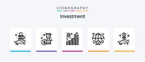 investimento linea 5 icona imballare Compreso ricerca. trova. dollaro. i soldi. attività commerciale. creativo icone design vettore